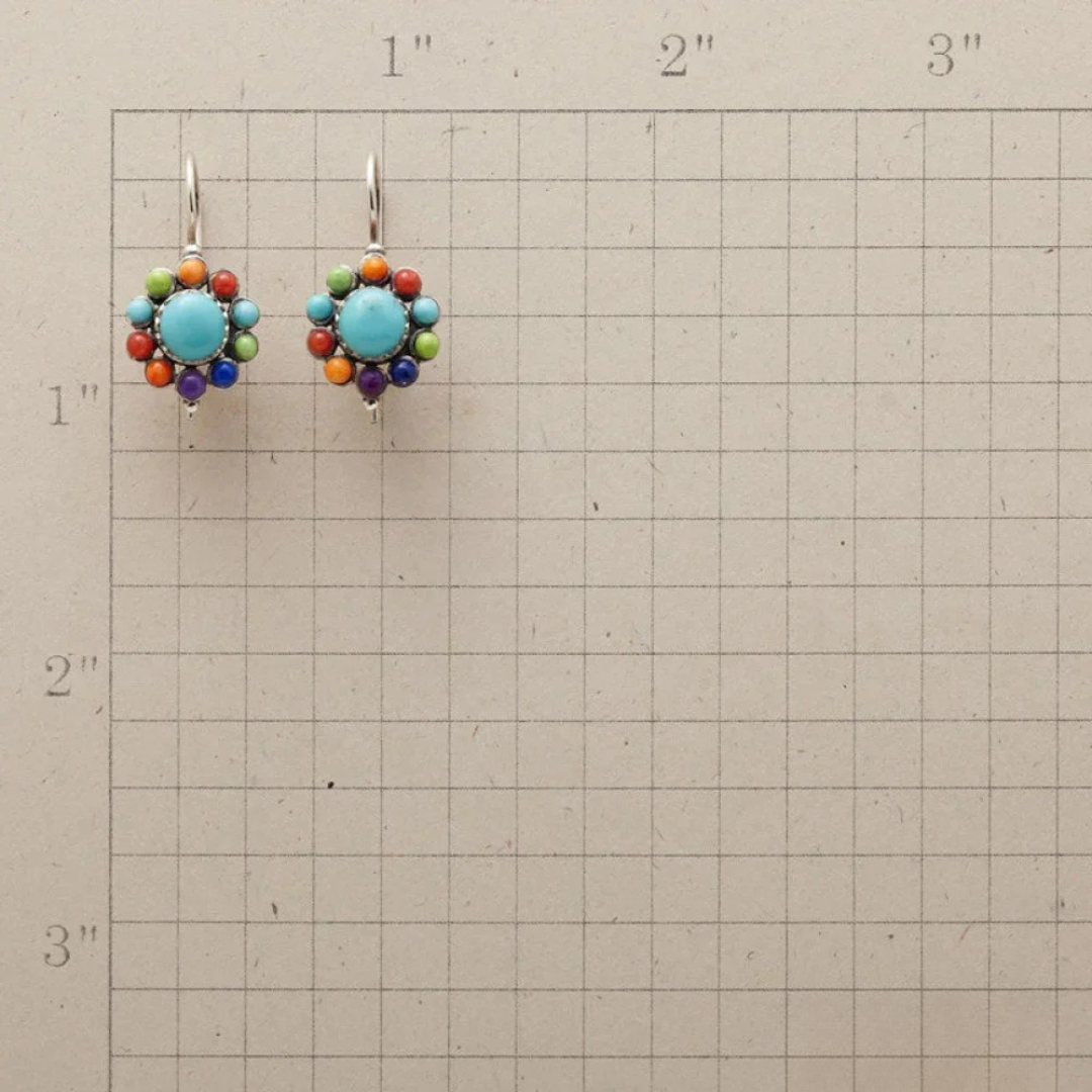 マルチカラートルコ石イヤリング