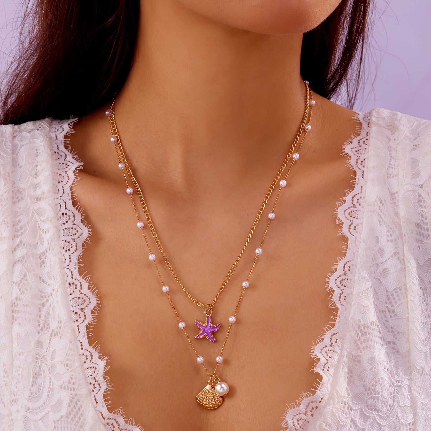 ビーチチャームデュオネックレスセット