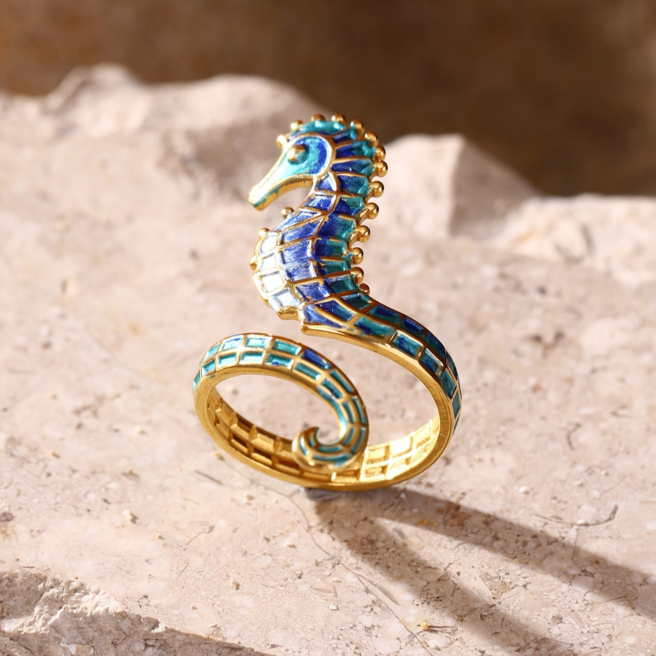 ステンレス製タツノオトシゴリング