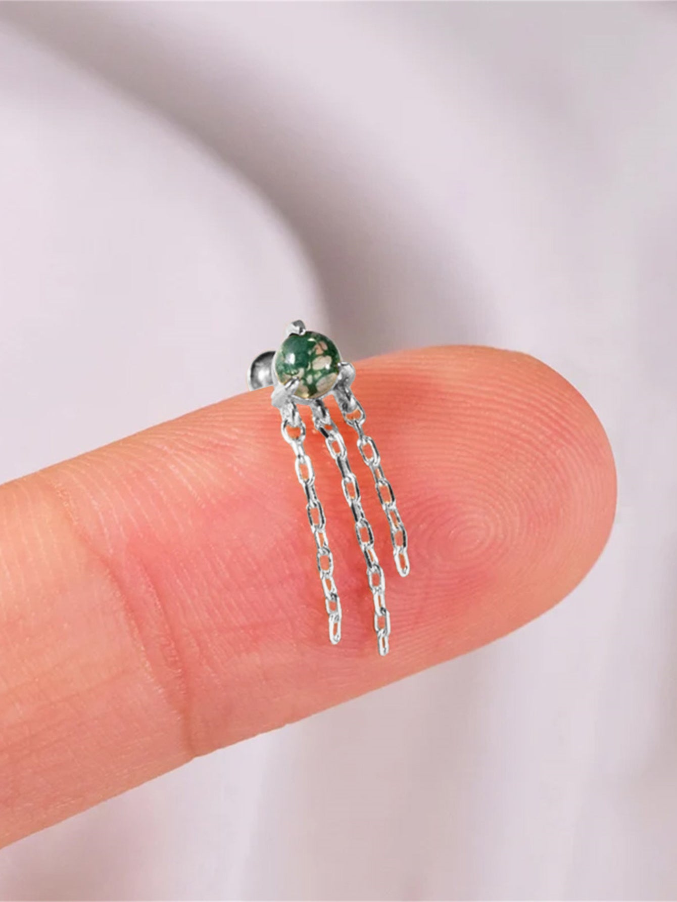 ウォーターグラスアゲート タッセルスタッド