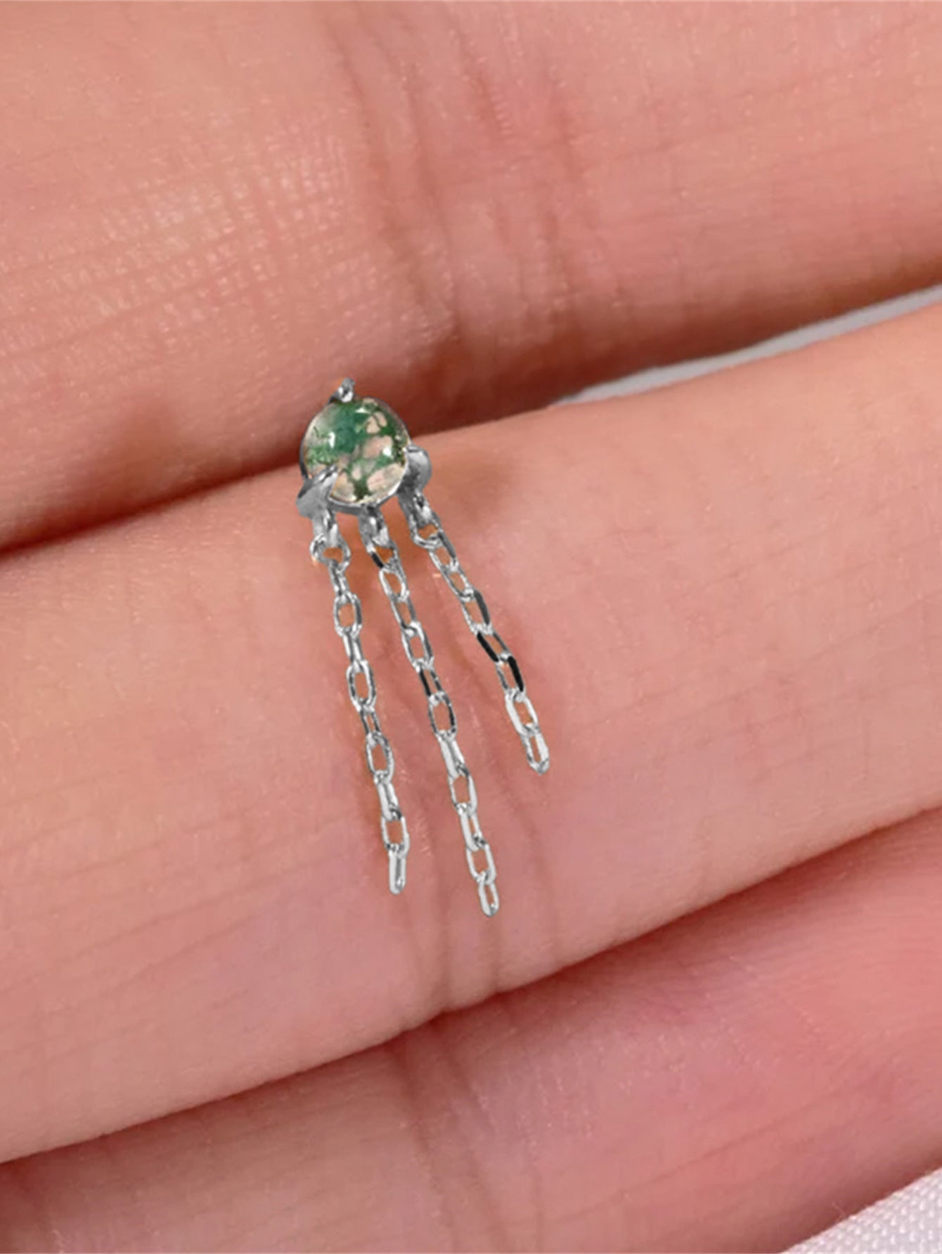 ウォーターグラスアゲート タッセルスタッド