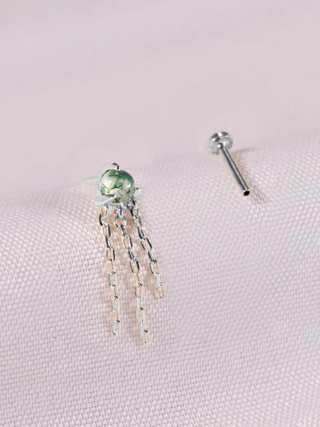 ウォーターグラスアゲート タッセルスタッド