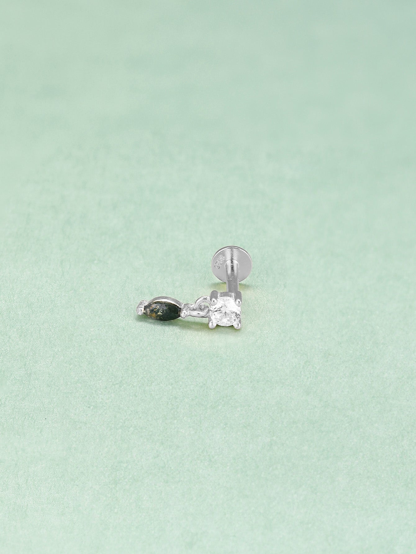 ウォーターグラスアゲート ドロップスタッドピアス