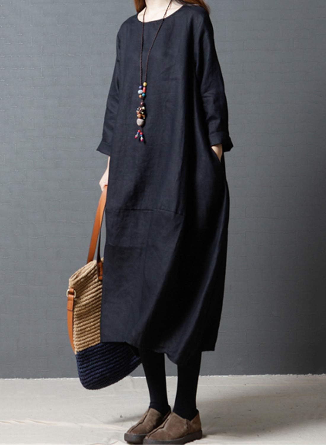 リネンマキシドレス