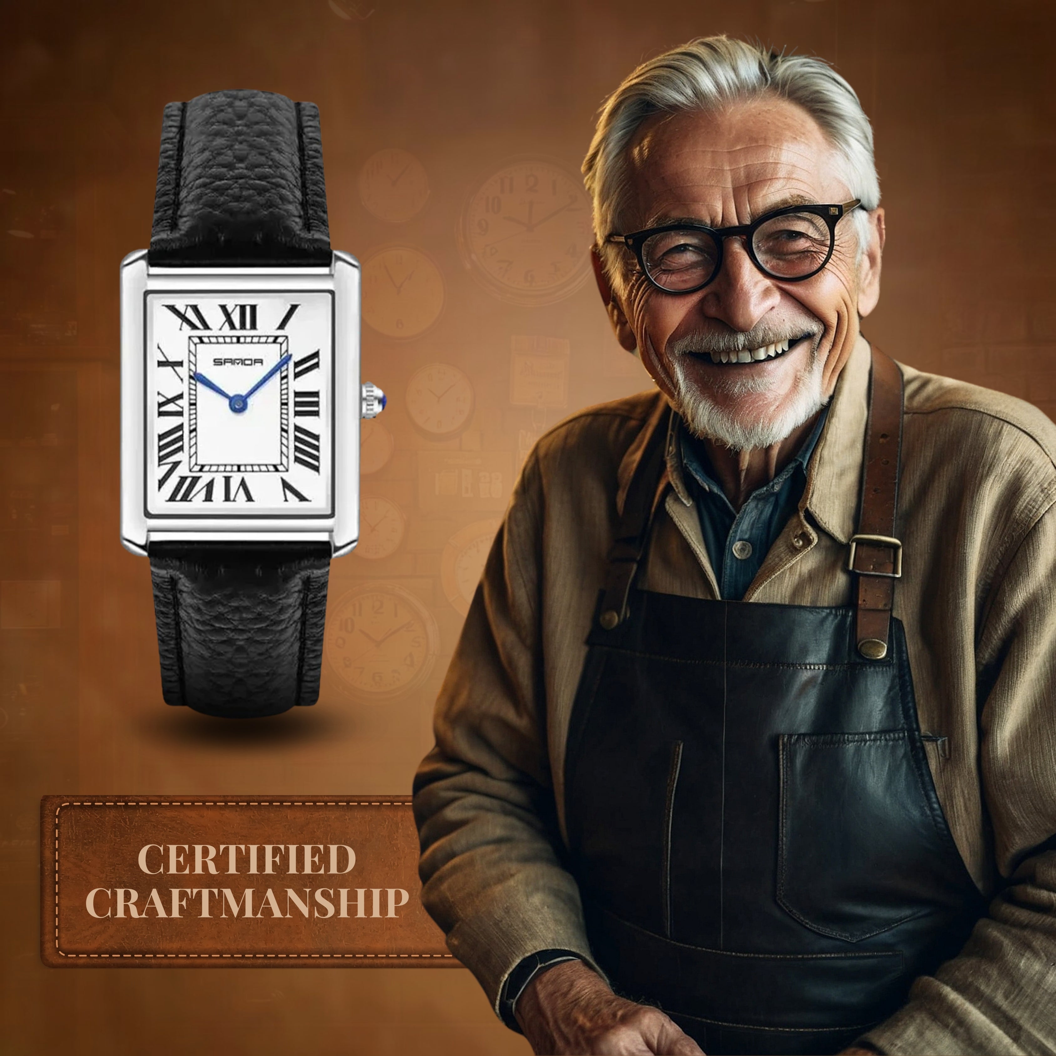 カップル用スクエアダイヤル腕時計