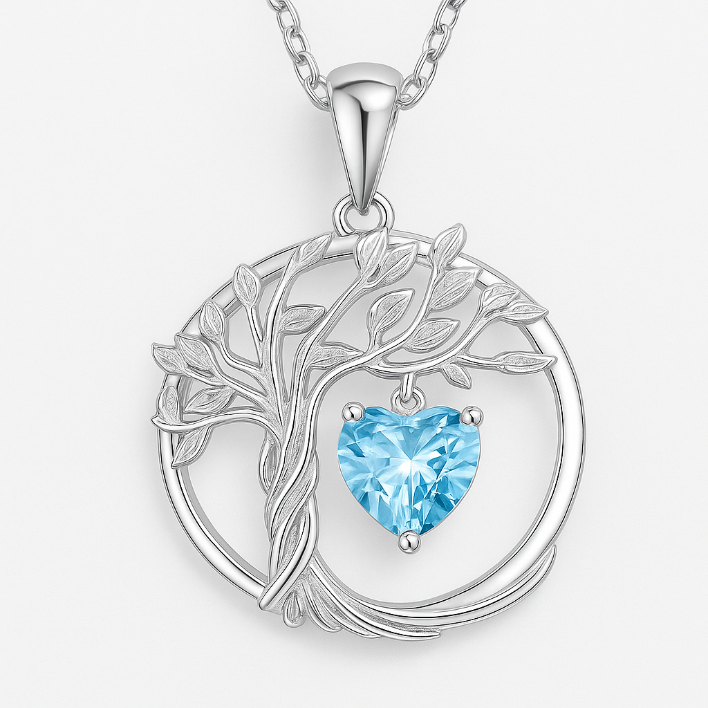 アクアマリンツリーネックレス