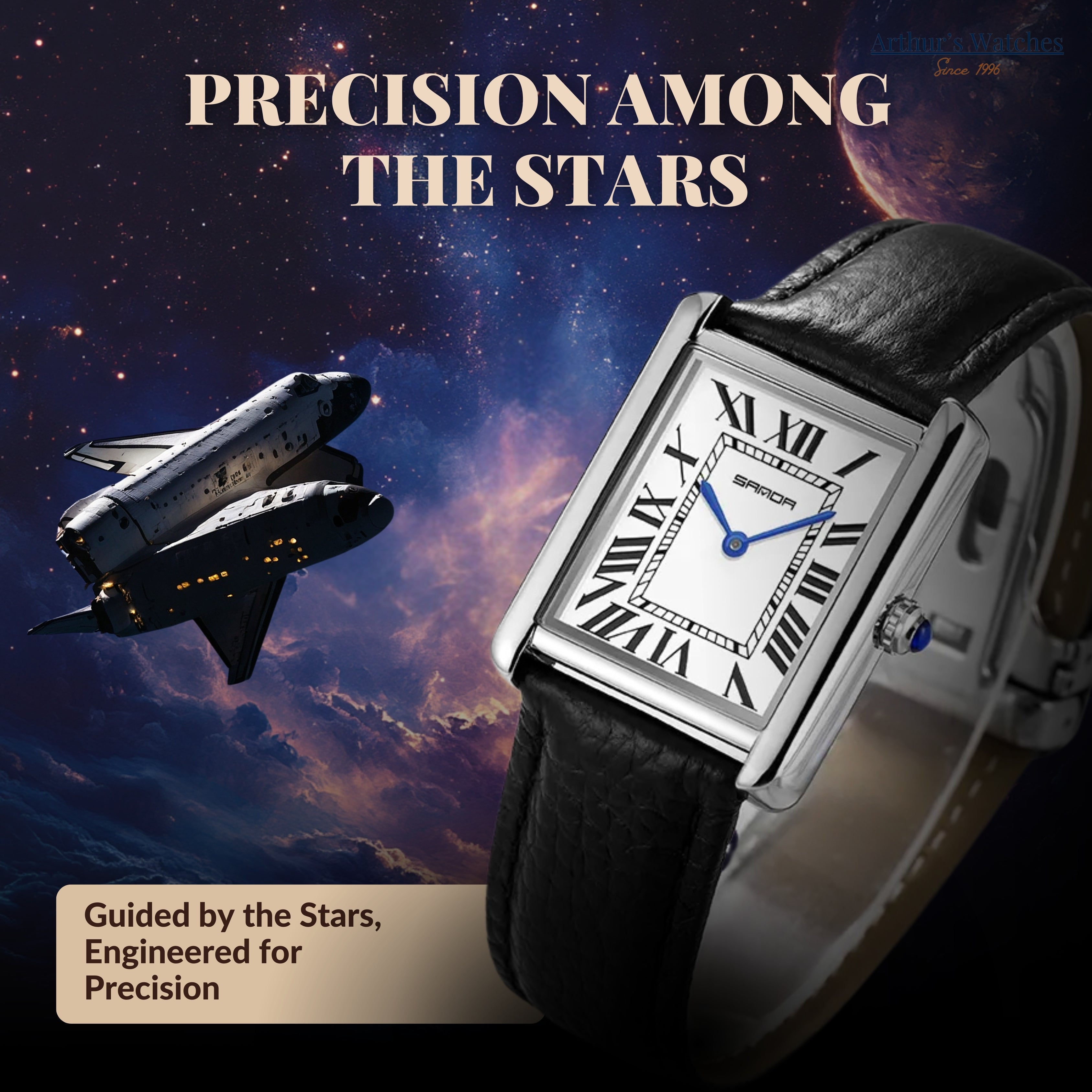 カップル用スクエアダイヤル腕時計