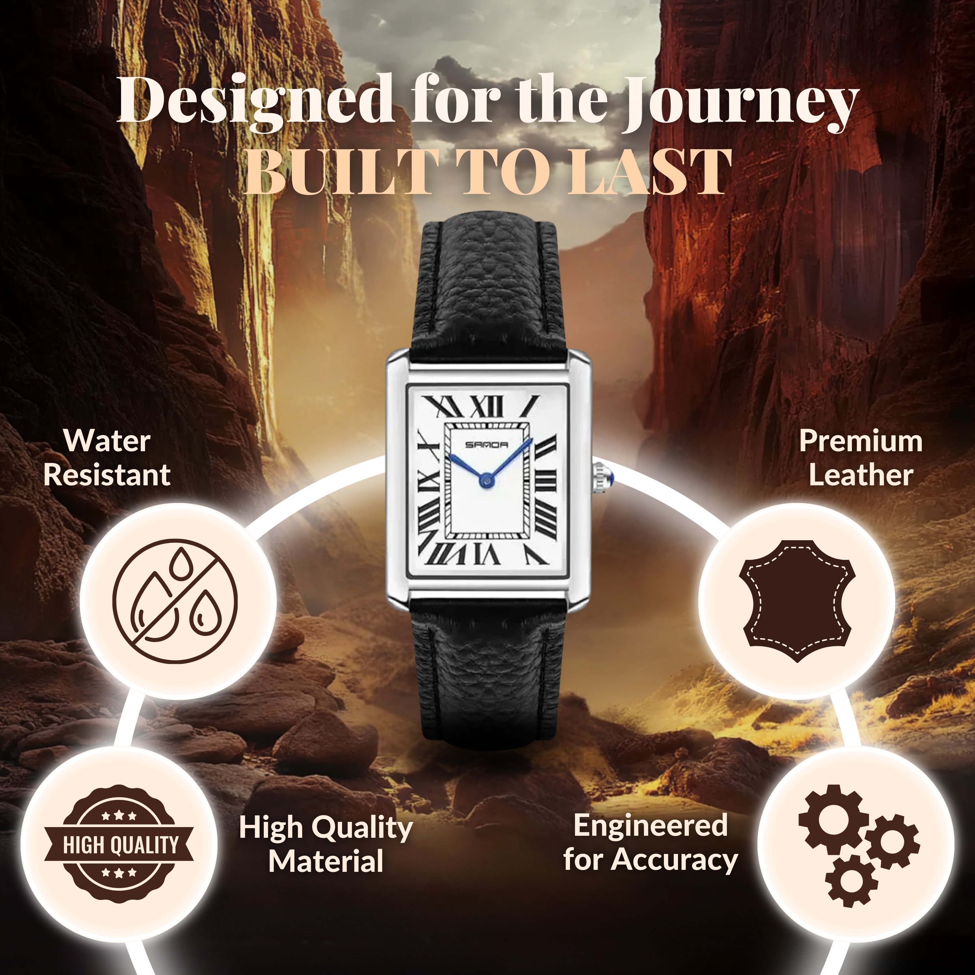 カップル用スクエアダイヤル腕時計