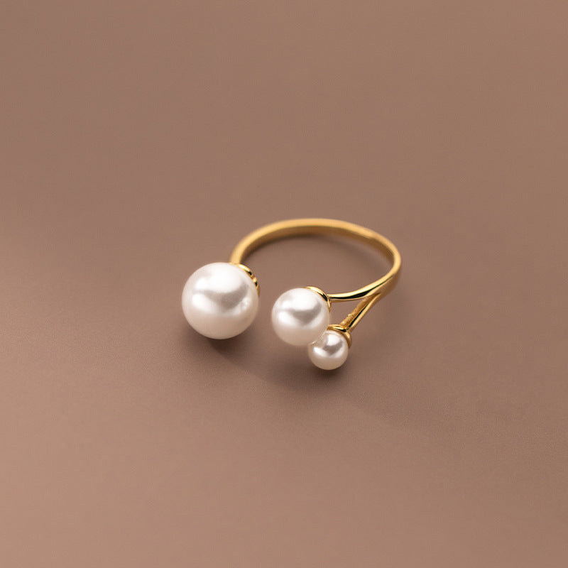 Adjustable Triangle Freshwater Pearl Ring
