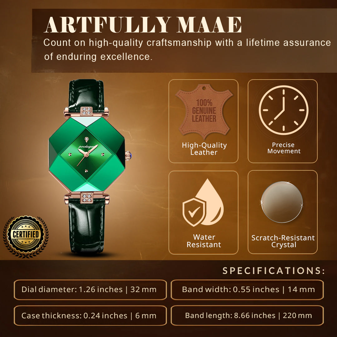 Modiva グリーンダイヤモンド型リストウォッチ