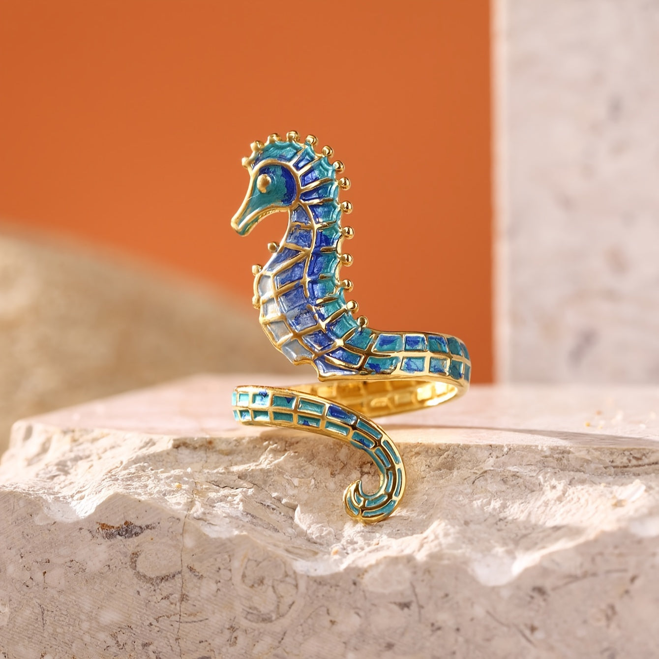 ステンレス製タツノオトシゴリング