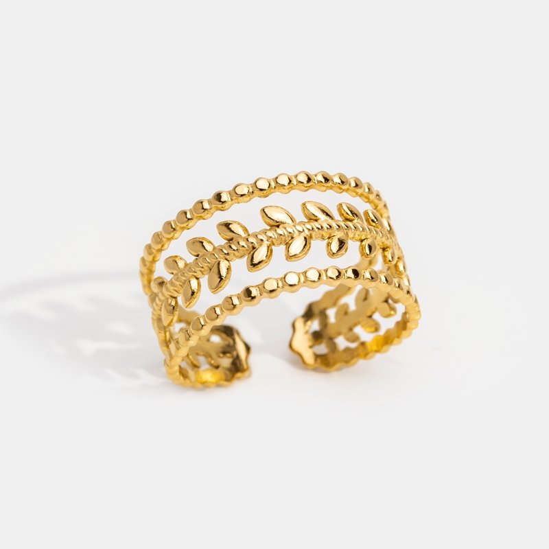 Marissa | Stacked Golden Leaf Ring