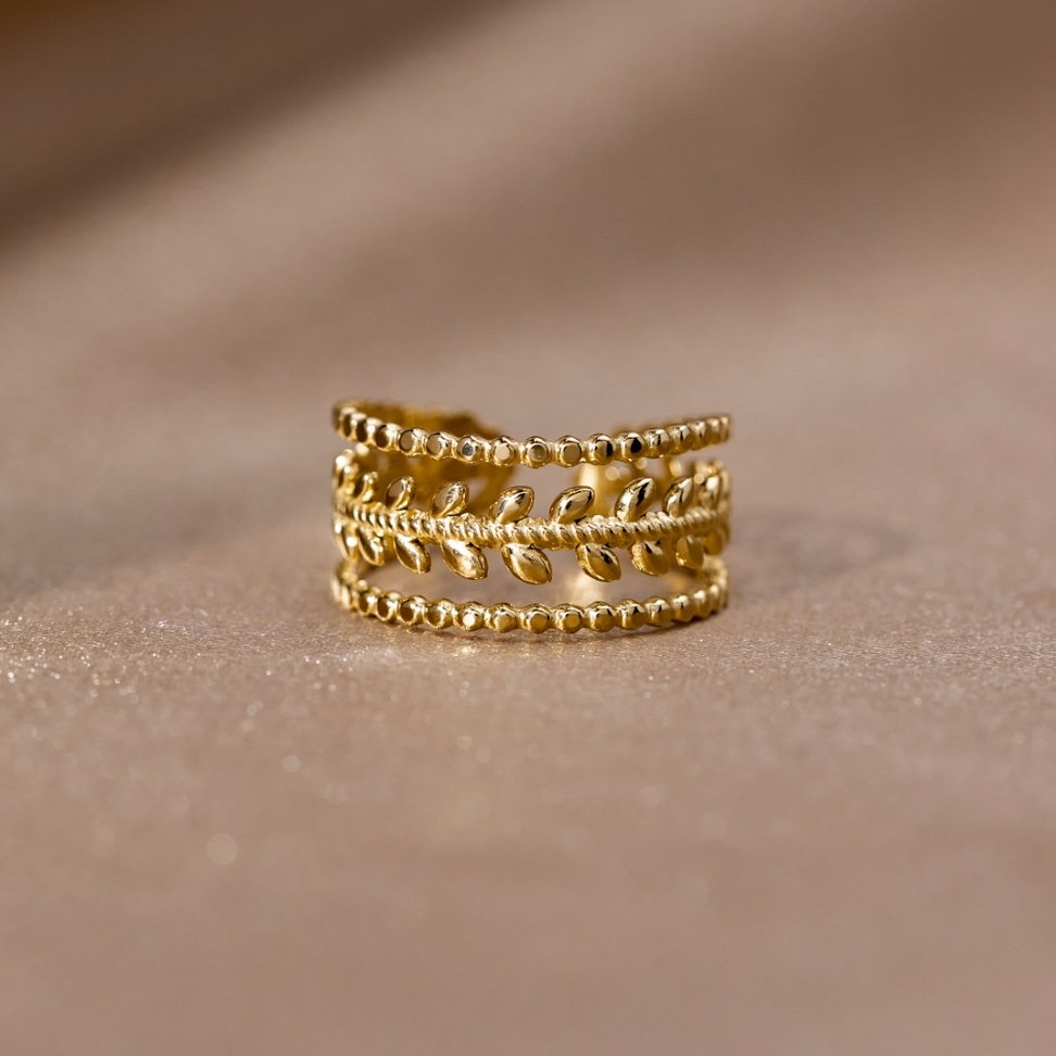Marissa | Stacked Golden Leaf Ring