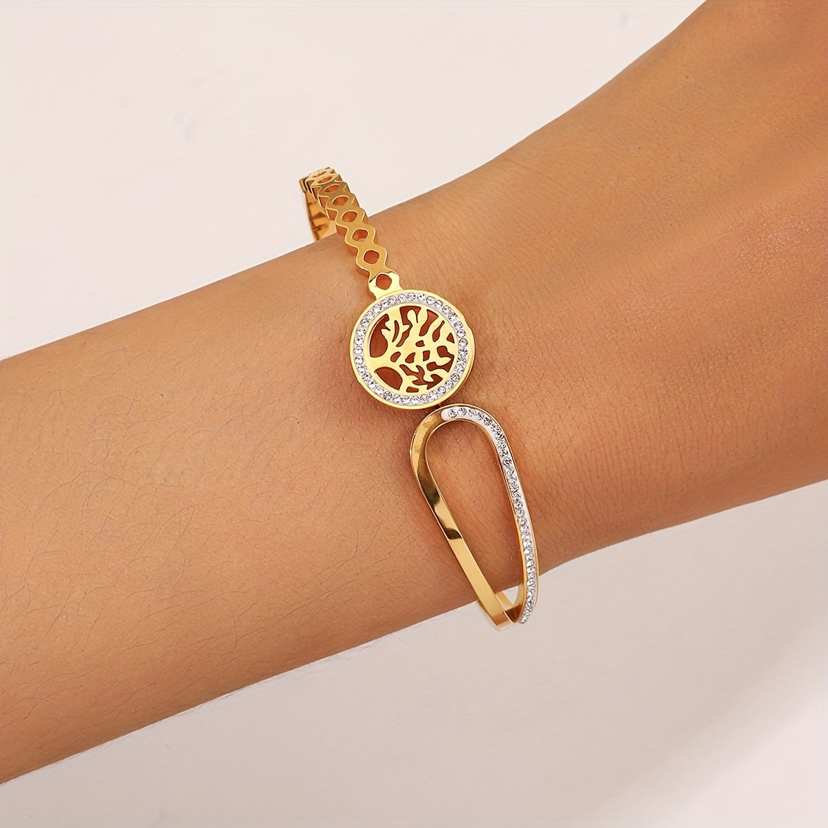 Sora | Asymmetrical Rhinestone Tree Bracelet