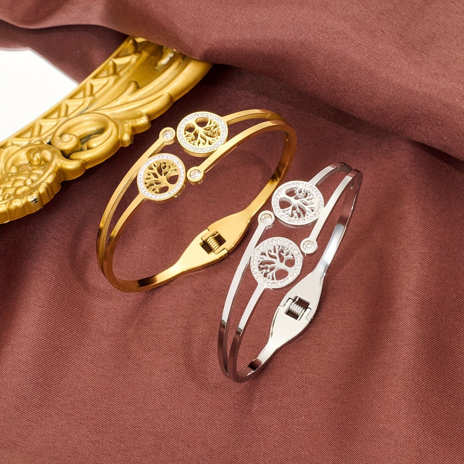 Hana | Rhinestone Tree Cuff Bracelet