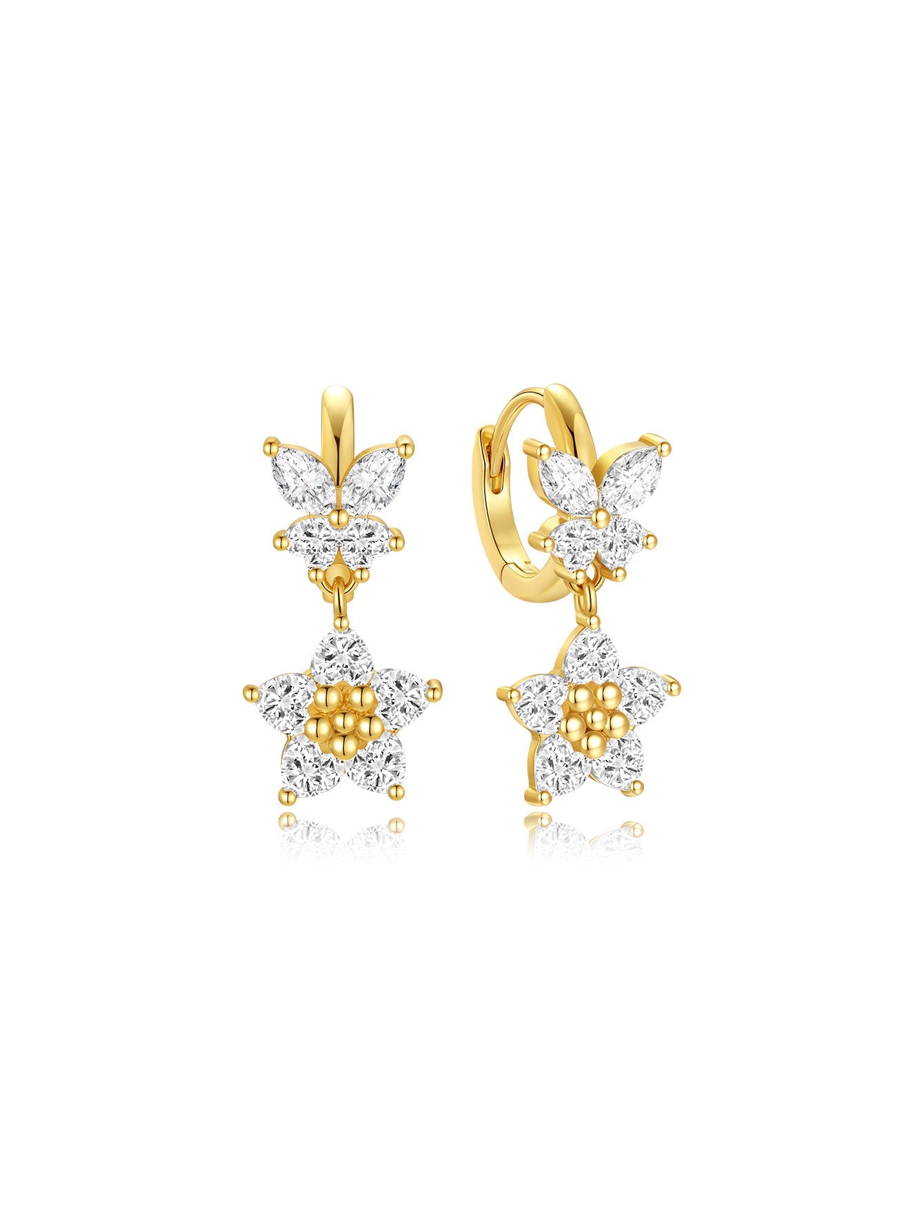 五枚花びらの蝶々ピアス