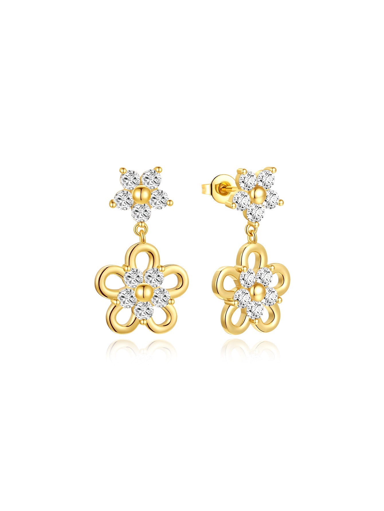 フローラルメタルペンダントピアス