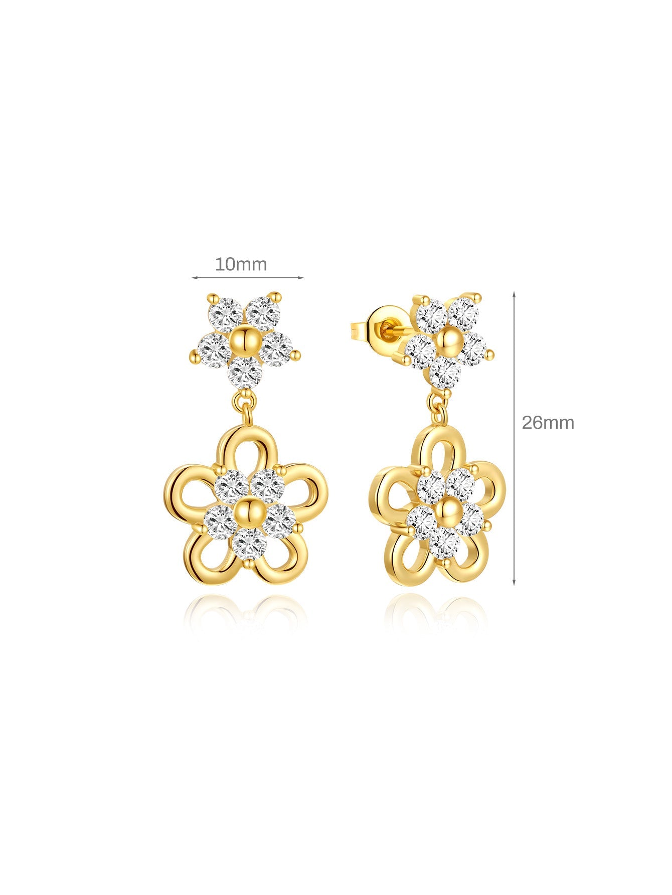 フローラルメタルペンダントピアス