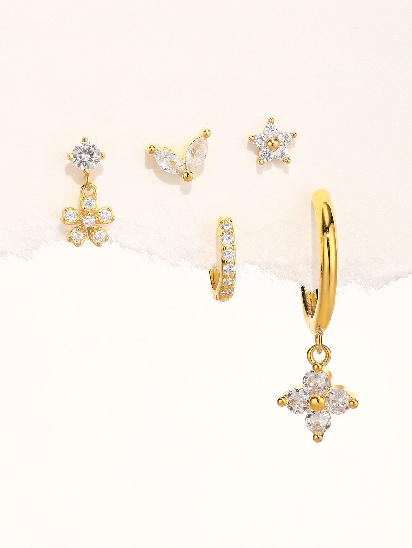 S925 ジルコン フラワースタッドセット