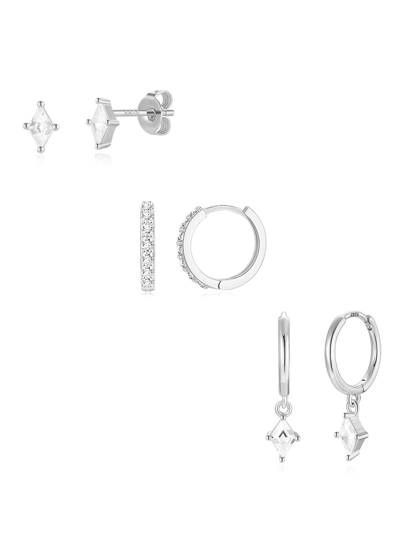 ジオメトリックジルコニアピアスセット