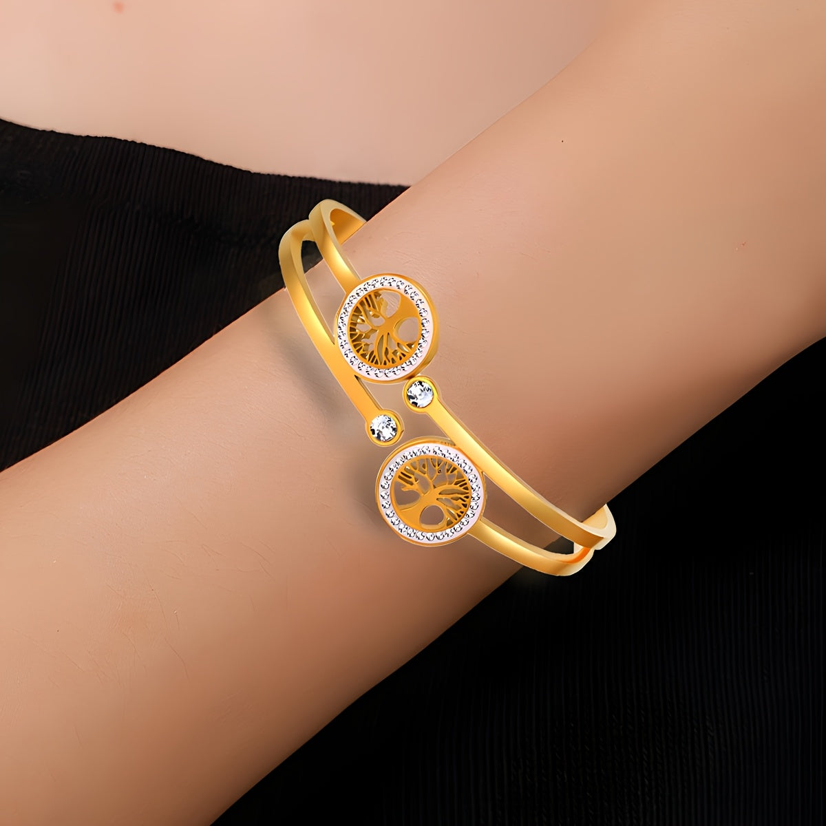 Hana | Rhinestone Tree Cuff Bracelet