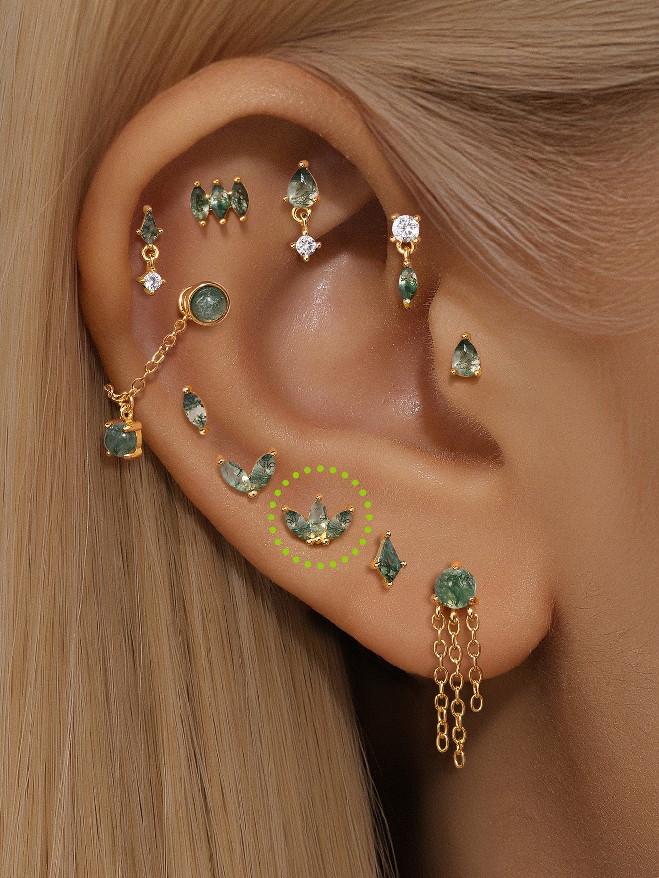 S925 シャムロックイヤーピアス