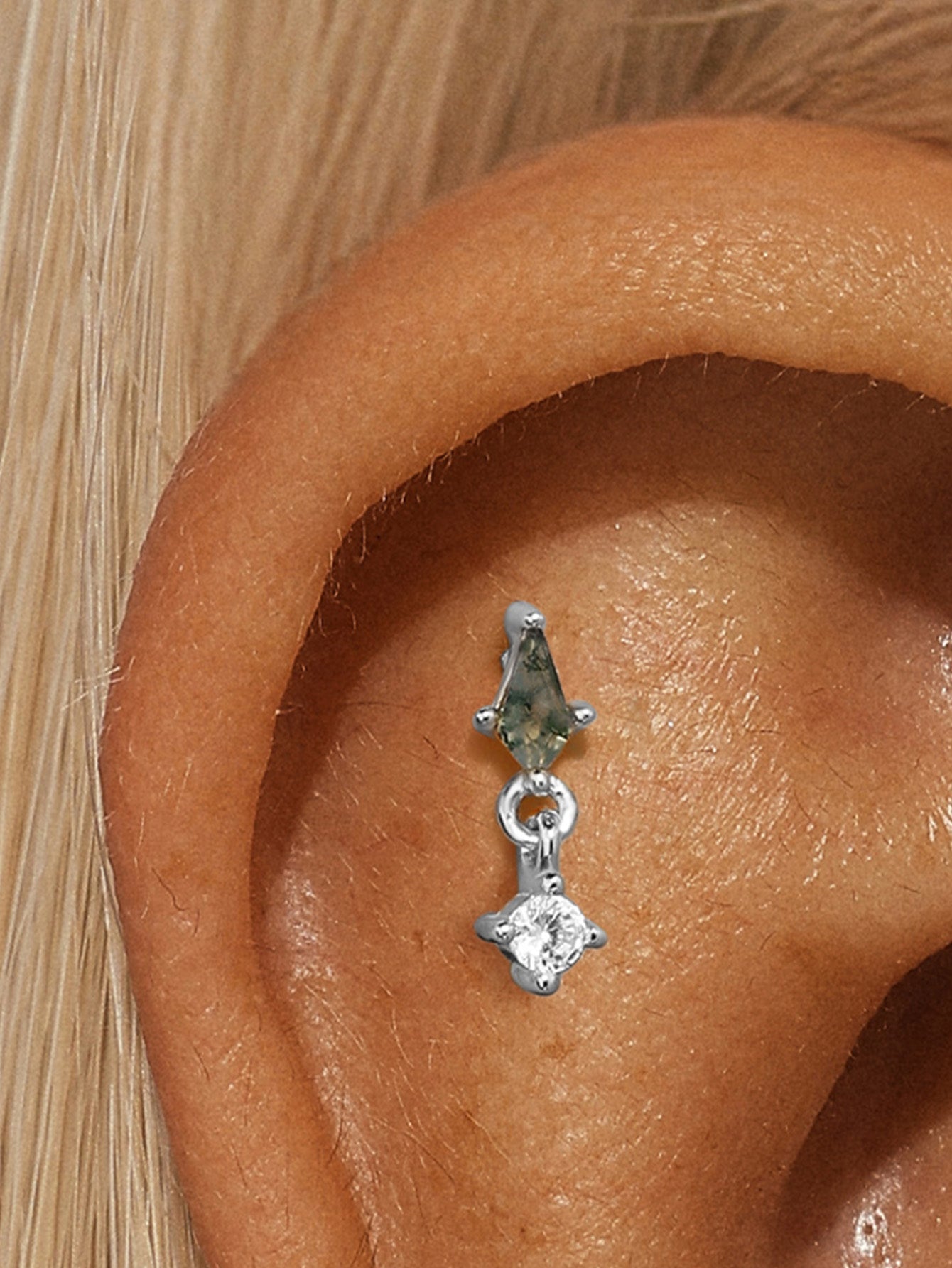 S925 アゲートイヤーピアス