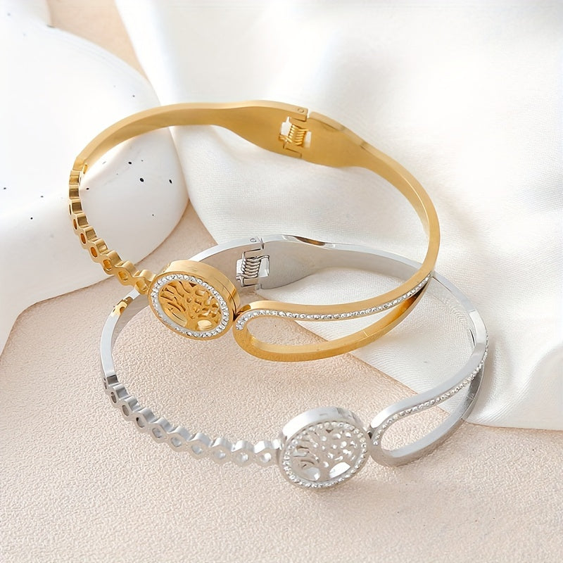 Sora | Asymmetrical Rhinestone Tree Bracelet