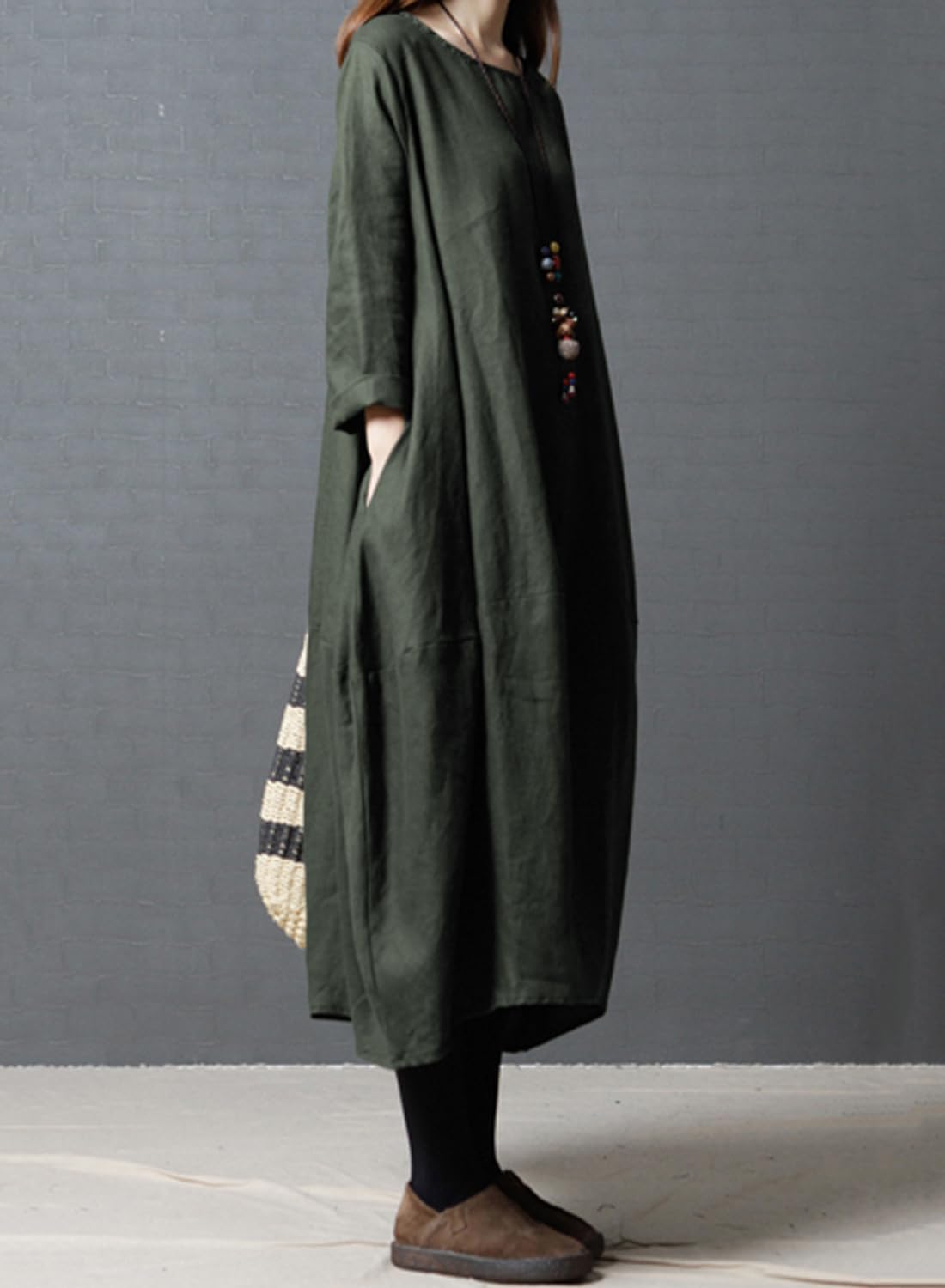 リネンマキシドレス