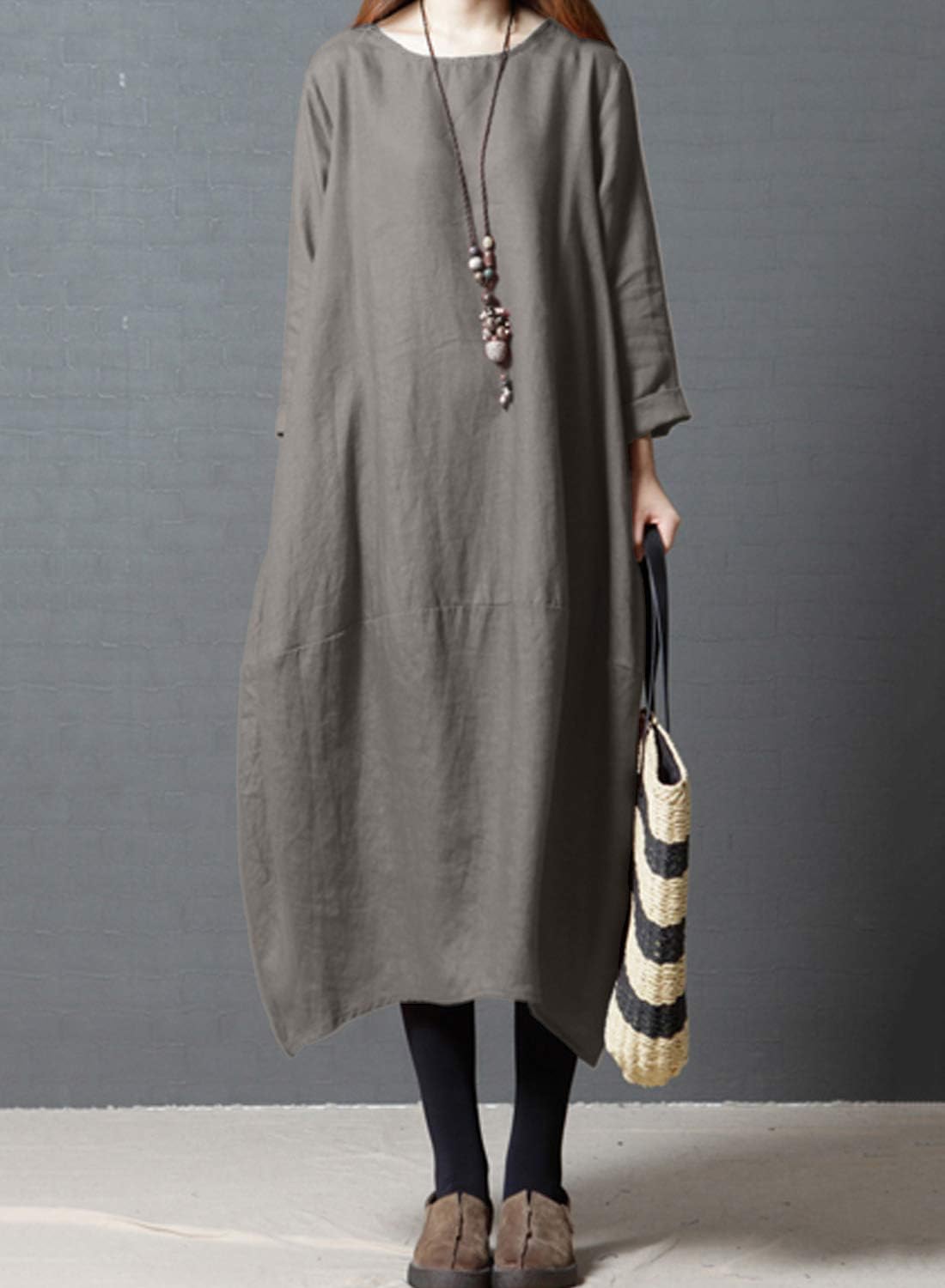 リネンマキシドレス