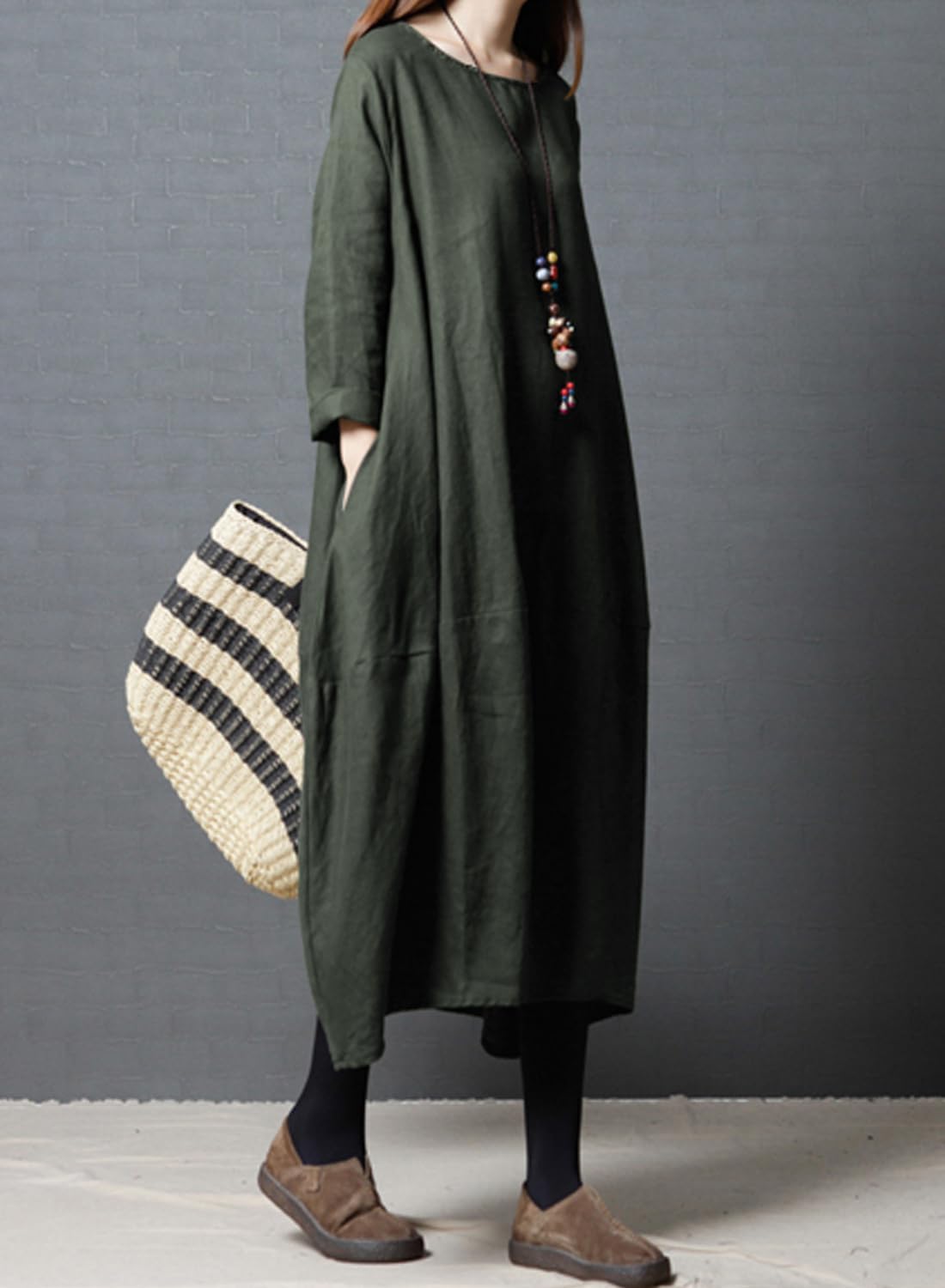 リネンマキシドレス