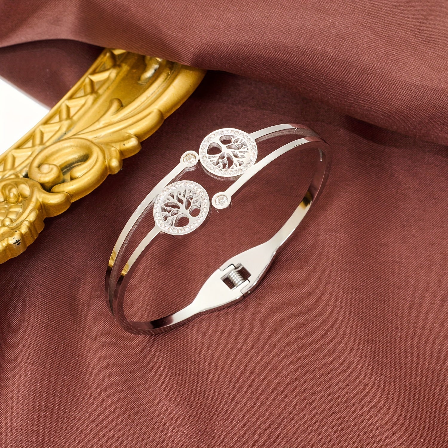 Hana | Rhinestone Tree Cuff Bracelet