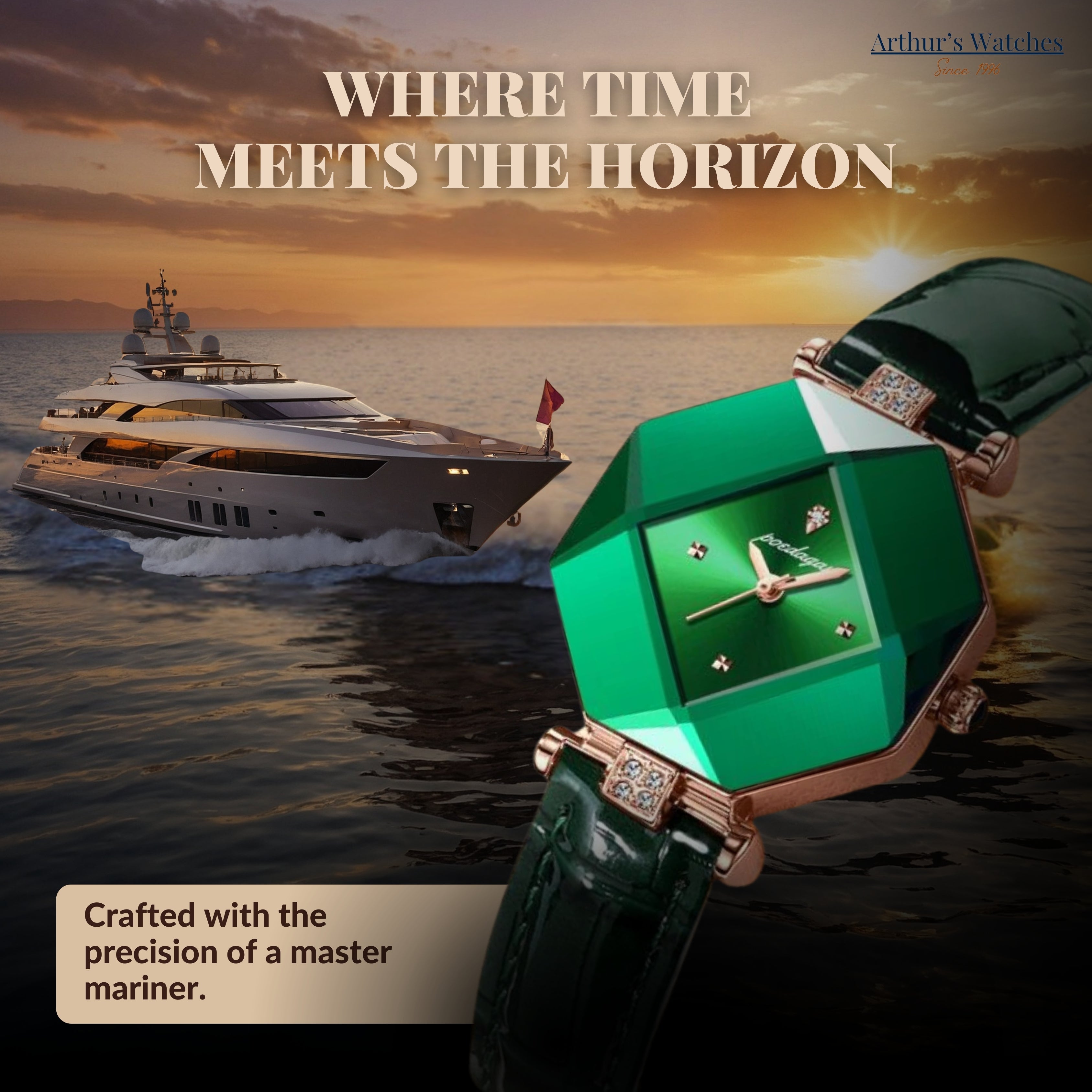 Modiva グリーンダイヤモンド型リストウォッチ