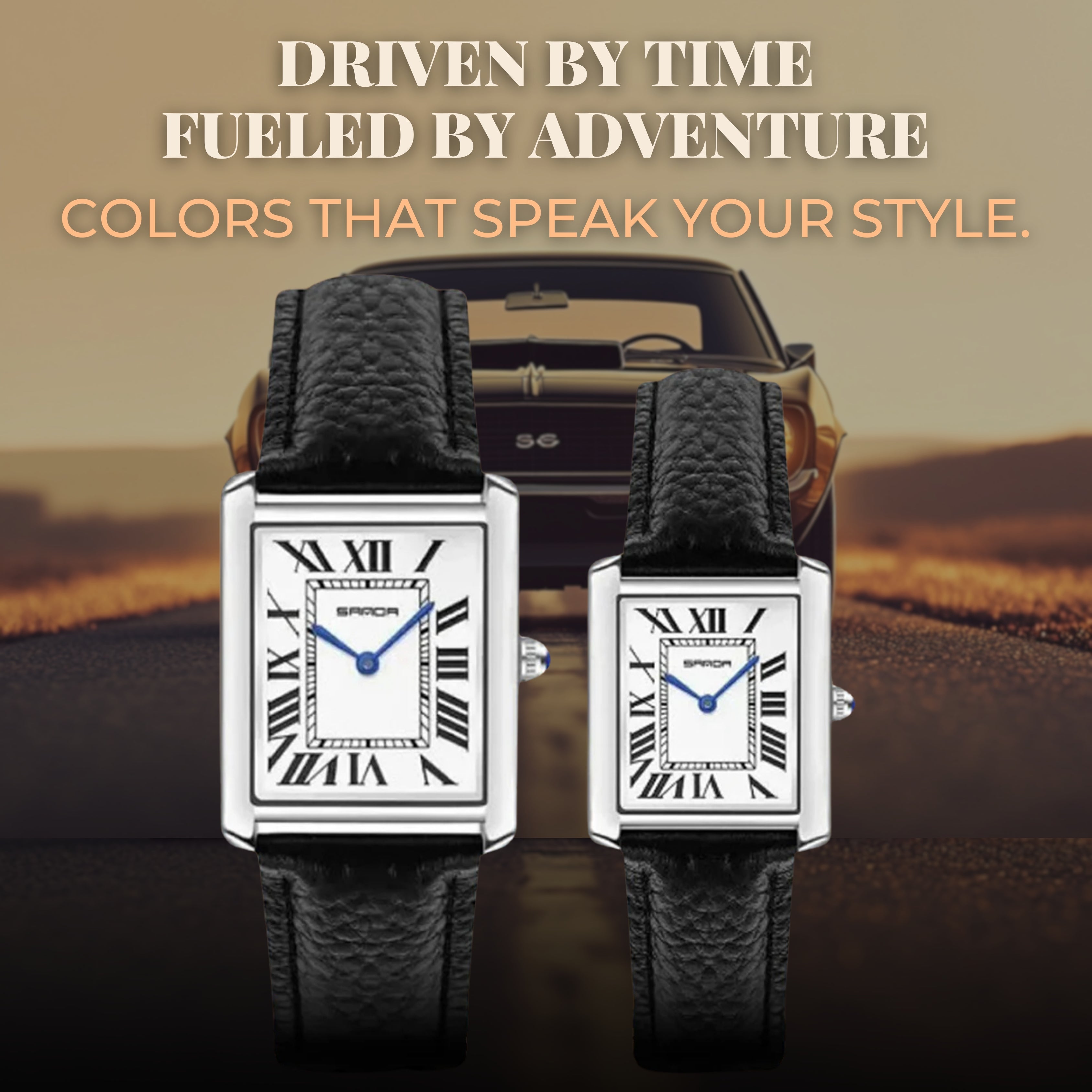 カップル用スクエアダイヤル腕時計