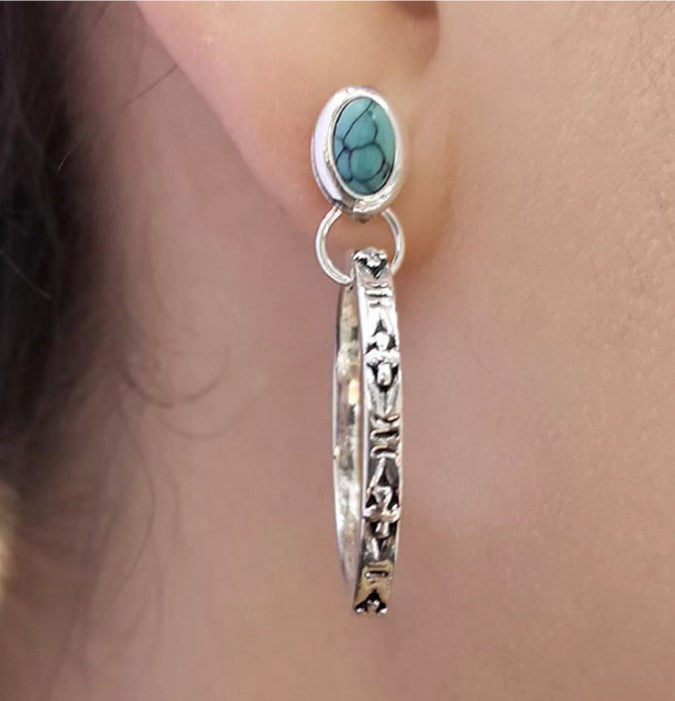 ヴィンテージ ボヘミアン オニキス ピアス