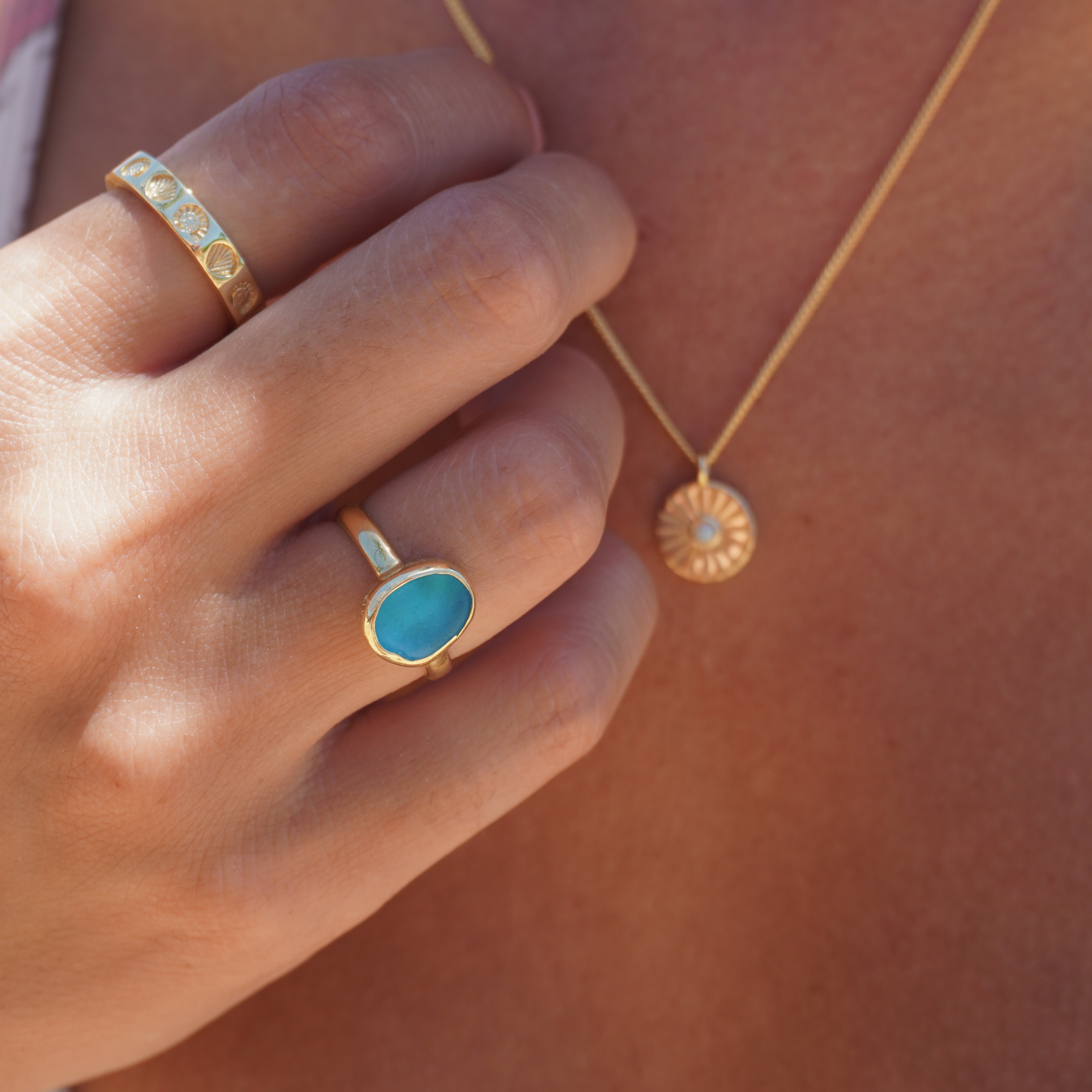 ハンドメイド シーグラス リング