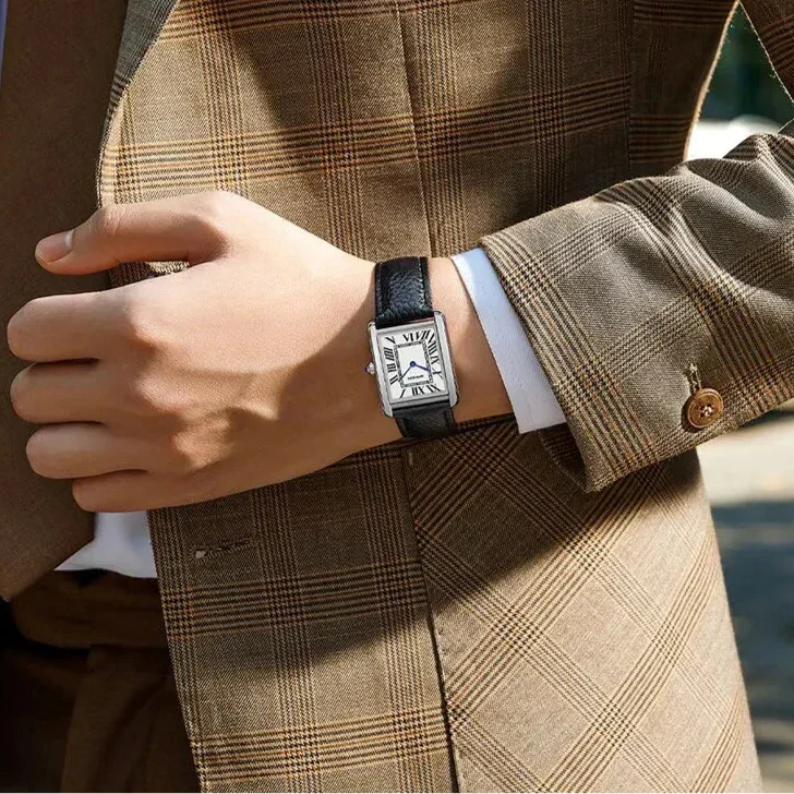 カップル用スクエアダイヤル腕時計