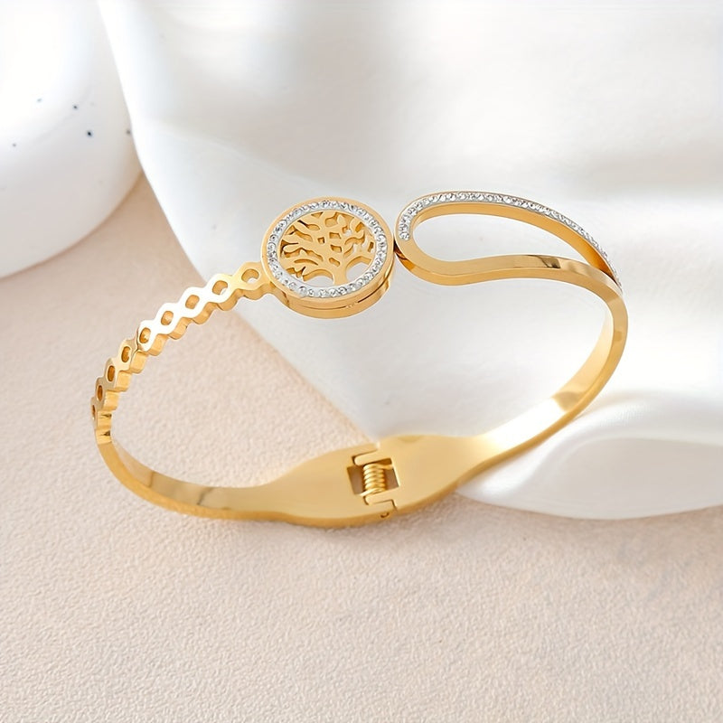 Sora | Asymmetrical Rhinestone Tree Bracelet