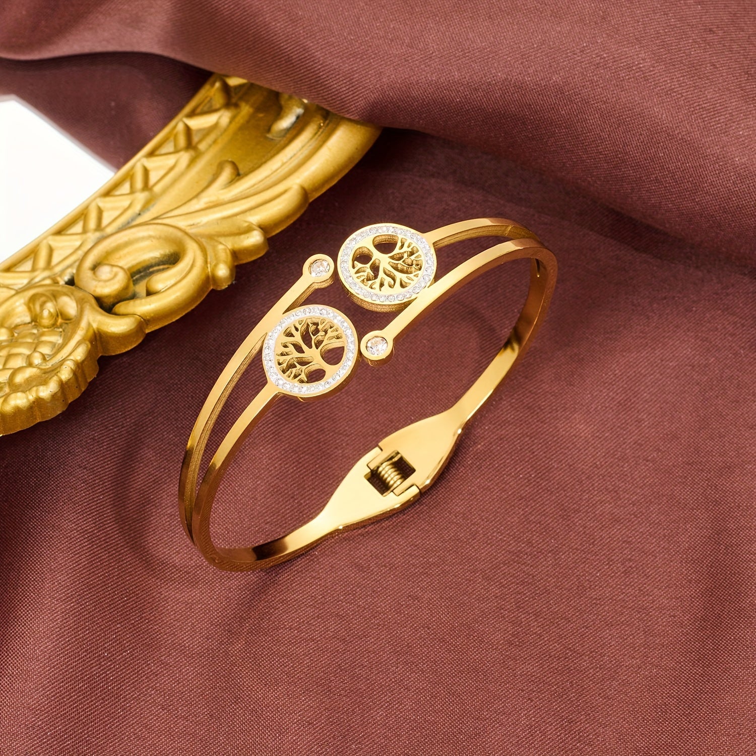 Hana | Rhinestone Tree Cuff Bracelet