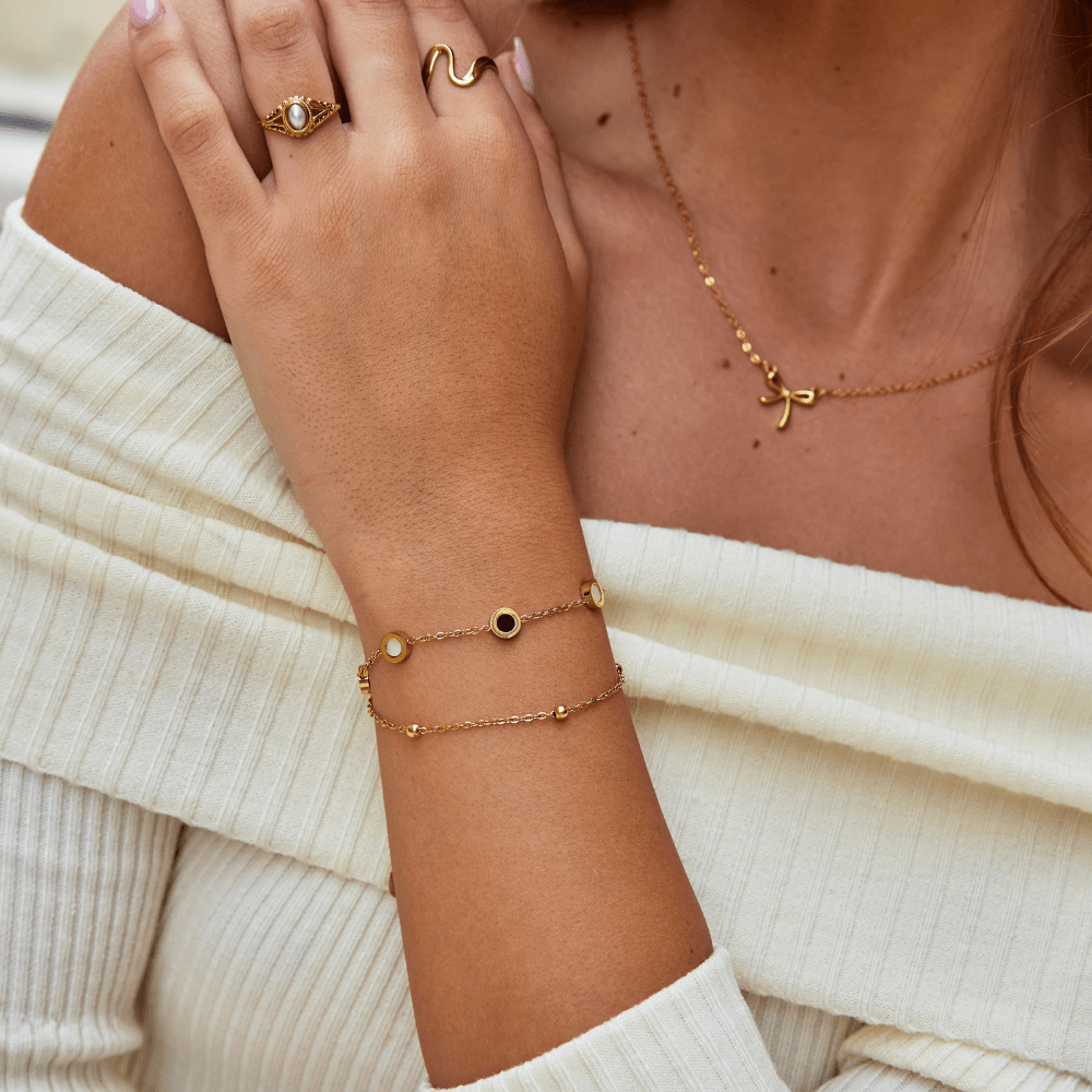 Onyra | Onyx & White Stone Bracelet